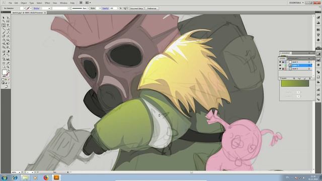 Shooter character. Quick sketch in Krita. Vector graphics in Adobe Illustrator. смотреть онлайн