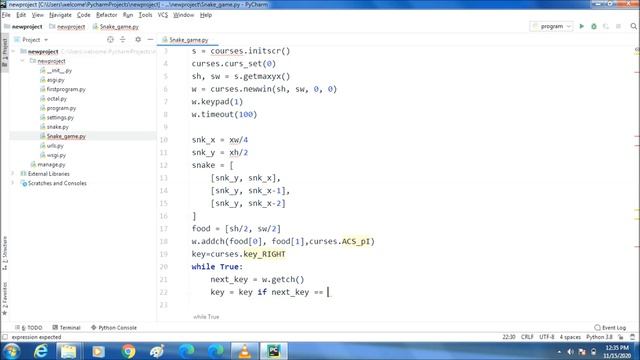 How To build a Snake Game within 10 min by using Python 3.9.0 смотреть онлайн