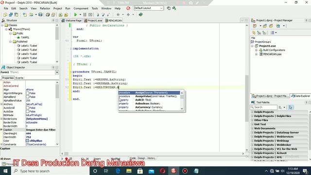 CARA MEMBUAT PENCARIAN DATA DENGAN ENTER DAN FILTER PADA DELPHI 2010 смотреть онлайн