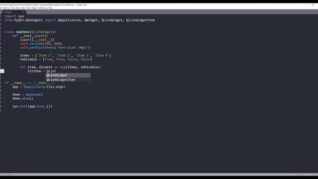 How to enable and disable a QListWidget Item in PyQt5 смотреть онлайн