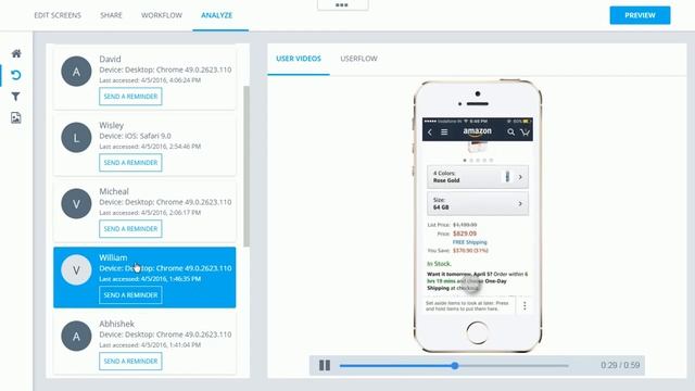 Session replay of the Amazon app prototype смотреть онлайн