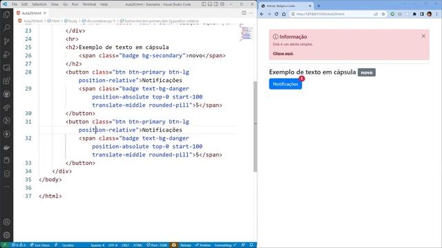 Curso de Bootstrap 5 :: Aula 28 :: Alertas, Badges e Listas смотреть онлайн