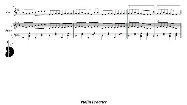 Suzuki Violin Book 1 | Perpetual Motion In D Major | Theme | Piano Accompaniment | PPM = 70