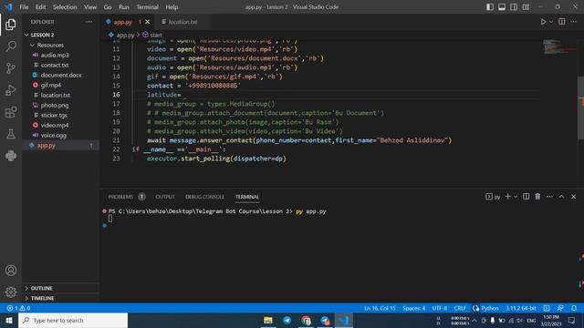 Telegram bot kursi | 2-dars | Telegram bot orqali xabar yuborish | Actionlar смотреть онлайн