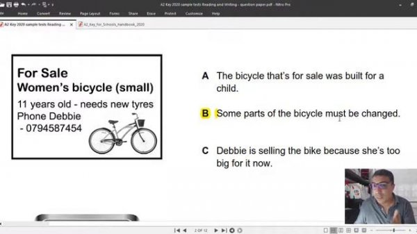 Cambridge A2 (KET) Reading and Writing Part 1 – Multiple Choice