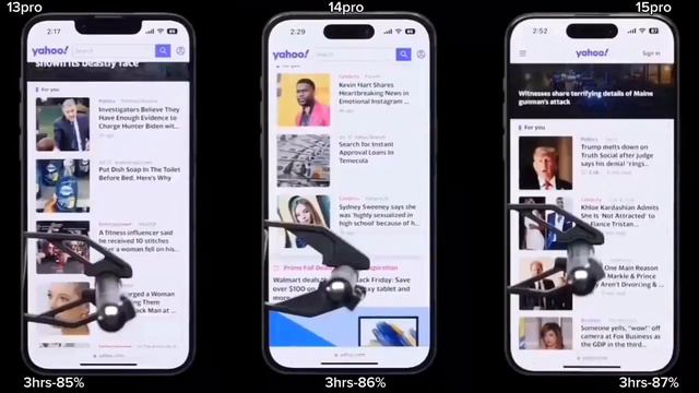 Ios 17.2 Battery Test/ IPhone 15pro Vs 14pro Vs 13pro Battery Drain Test. IOS 17.4
