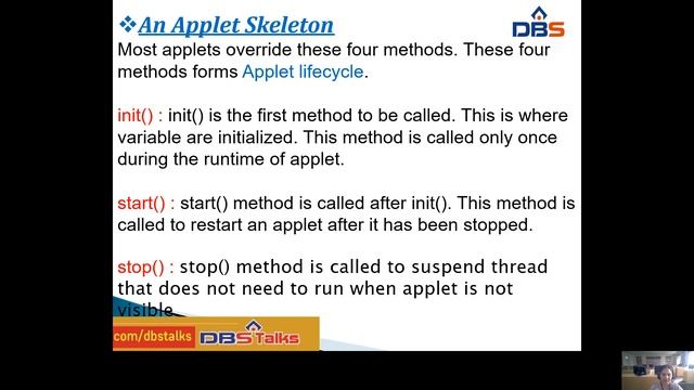 DBS - APPLET ARCHITECTURE ,UNIT-5: APPLETS,CSE II YEAR-1st SEM,OOPS THROUGH JAVA смотреть онлайн