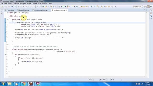 How to filter the list of a person using lambda expression? | Lambda expression in Java смотреть онлайн
