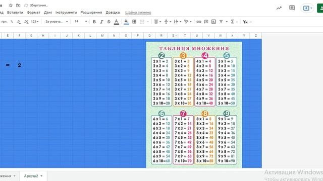Таблиця множення в ЕТ смотреть онлайн