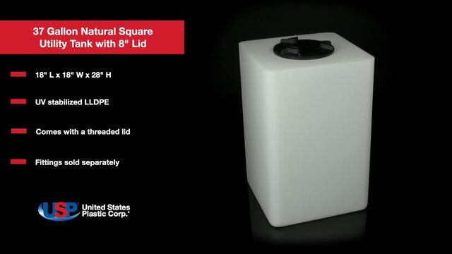 37 Gallon Natural Square Utility Tank with 8" Lid | U.S. Plastic Corporation® смотреть онлайн