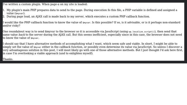 Can an AJAX callback function access a PHP variable which was defined during initial page load? смотреть онлайн