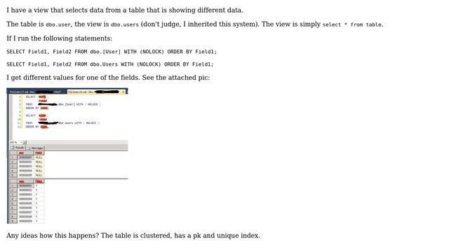 Databases: SQL Server table and view show different values смотреть онлайн