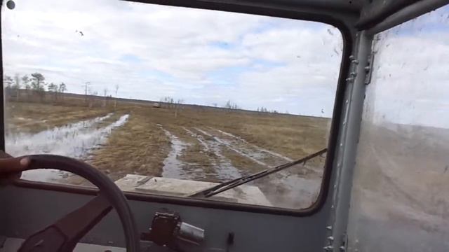 Вездеход 8х8 Соломономобиль-5, Васюганское болото, вид из кабины смотреть онлайн