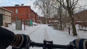Электро велосипед Kugoo V1 зимой по городу.