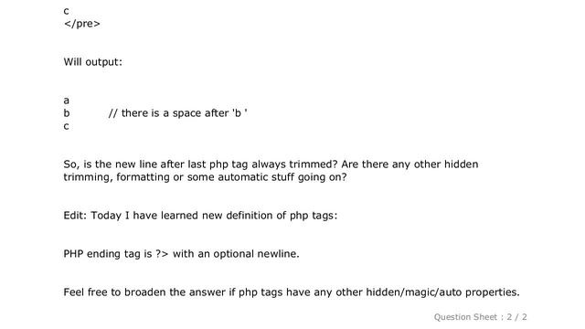 HTML : Does PHP in html mode auto-trim only 1 new line after php tags? смотреть онлайн
