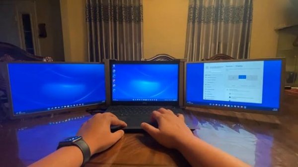 FOPO 15 Inch Triple Portable Monitor FHD 1080P HDR IPS Laptop Monitor Screen Extender