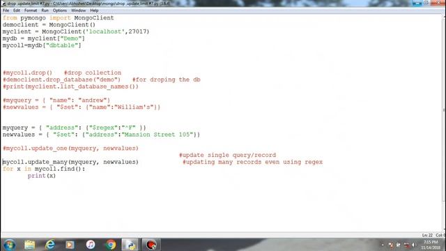 MongoDB With Python : #7 Updating Data, Drop(DB & Collection) Methods. смотреть онлайн