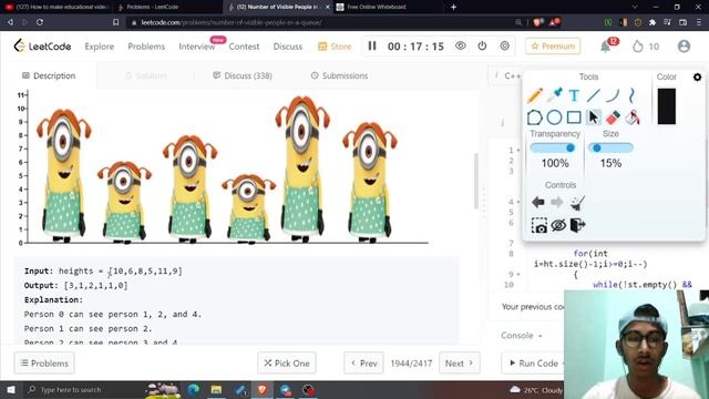 1944. Number of Visible People in a Queue.|| LEETCODE || MONOTONIC STACK || Leetcode Hard|| смотреть онлайн