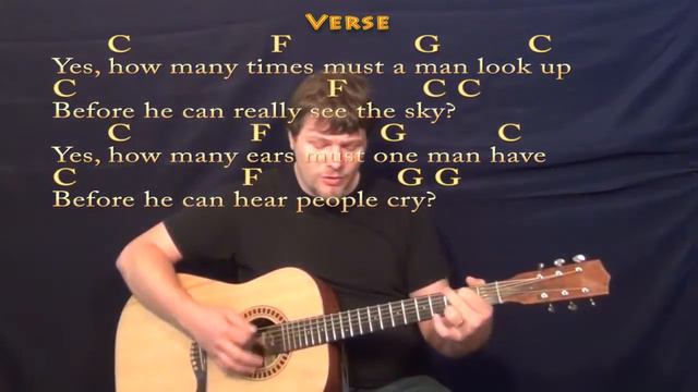 Blowin' In The Wind (Bob Dylan) Strum Guitar Cover Lesson in C with Chords/Lyrics смотреть онлайн