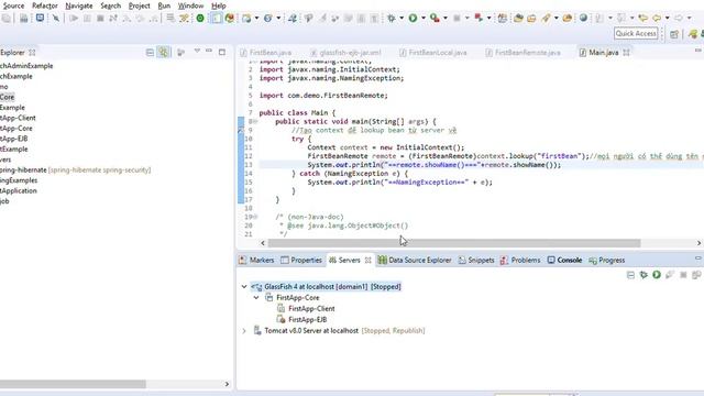 First application about EJB 3 with Glassfish server and fix error when lookup Session Bean. смотреть онлайн