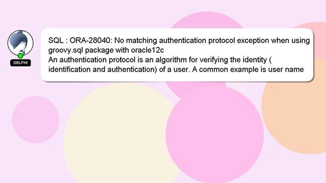 SQL : ORA-28040: No matching authentication protocol exception when using groovy.sql package with o смотреть онлайн