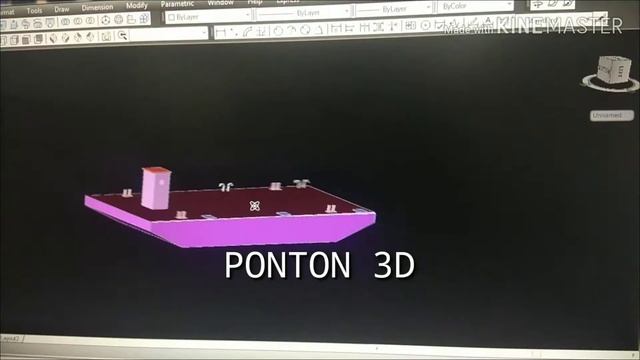 Ponton 2D and 3D view in AutoCAD. смотреть онлайн
