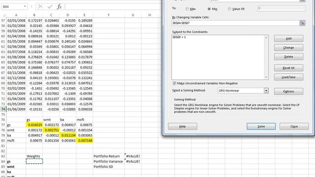 Portfolio of four assets: Optimization with Solver смотреть онлайн