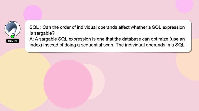 SQL : Can the order of individual operands affect whether a SQL expression is sargable? смотреть онлайн