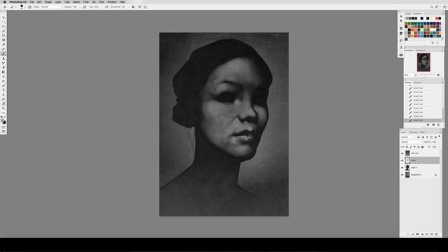 Concept Art Tutorial: Painting a Digital Charcoal Portrait смотреть онлайн