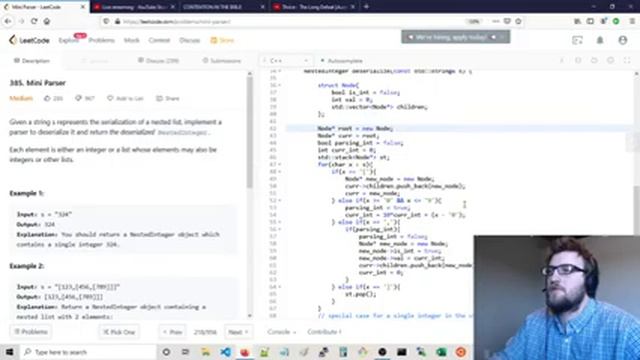 Mini Parser (Medium), Leetcode, C++ смотреть онлайн