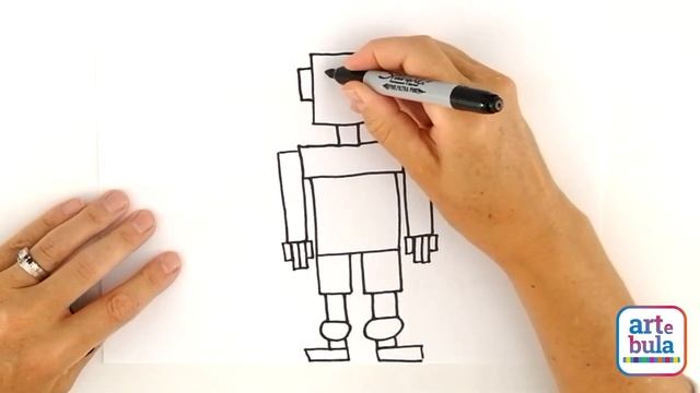 How to draw a robot using simple shapes - easy step by step смотреть онлайн