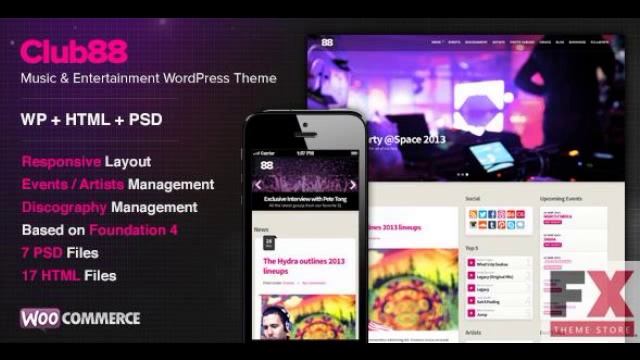 Preview Club88 - Premium Music WordPress Theme смотреть онлайн