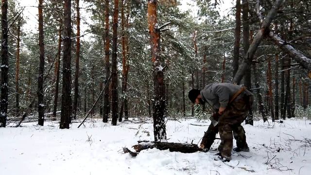 Поход в лес зимой (постройка лагеря, ночевка у костра ) смотреть онлайн
