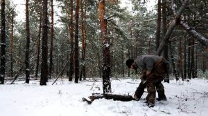 Поход в лес зимой (постройка лагеря, ночевка у костра )
