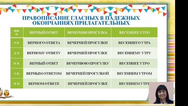 Правописание гласных в падежных окончаниях прилагательных смотреть онлайн
