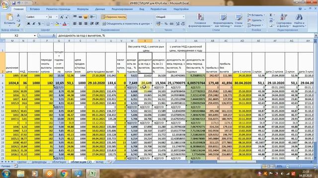 Таблица для расчета доходности облигаций. смотреть онлайн