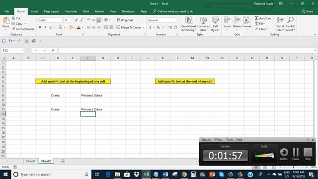 Excel: Add specific text to the beginning/end of all cells смотреть онлайн