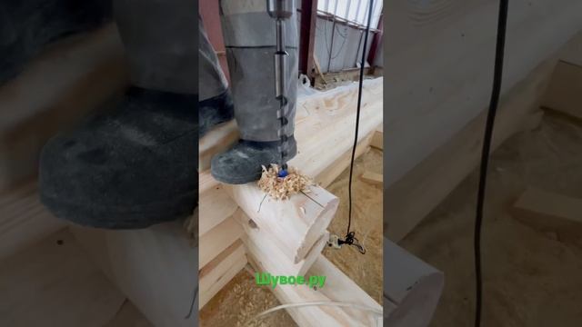 Подготовка сруба дома из оцилиндрованного бревна к сборке на участке. смотреть онлайн