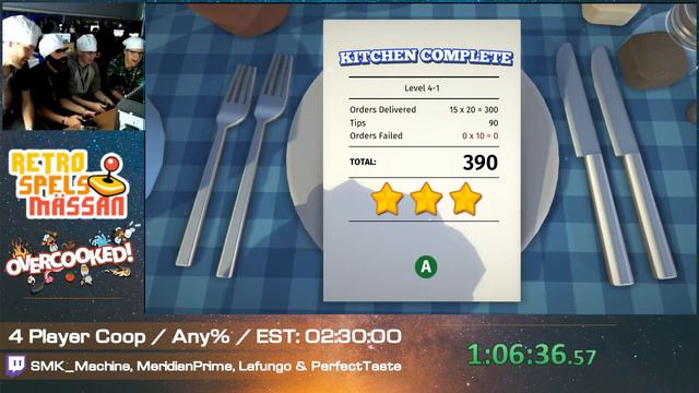 [World Record] DreamHack Winter 2018 Speedruns - Overcooked! 4 Player Coop (Any%)