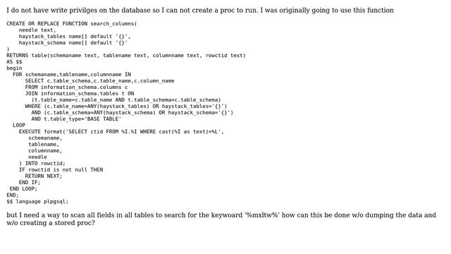 Query All Tables In PostgreSQL Database For Text смотреть онлайн
