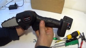 Мини пила аккумуляторная тест разборка сборка. chainsaw