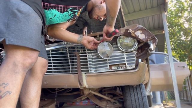 1965 Chevy Impala Front end removal part 2 / Fuel line install смотреть онлайн