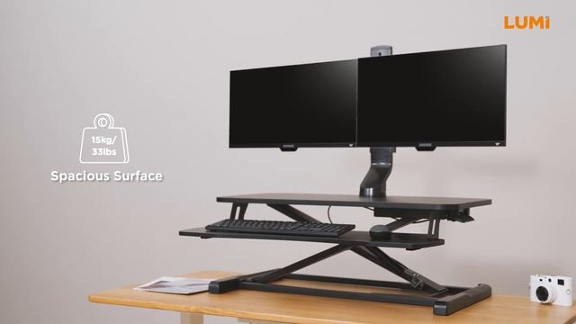 Gas Spring Standard Sit-Stand Desk Converter with Keyboard Tray - DWS34 Series - LUMI смотреть онлайн