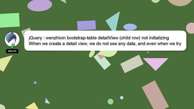 jQuery : wenzhixin bootstrap-table detailView (child row) not initializing смотреть онлайн