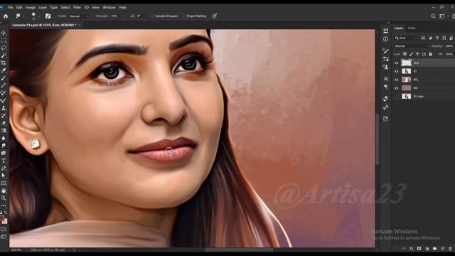 Digital Painting Samantha Akkineni | Oil Pianting | Photoshop Tutorial | Artisa 23 смотреть онлайн