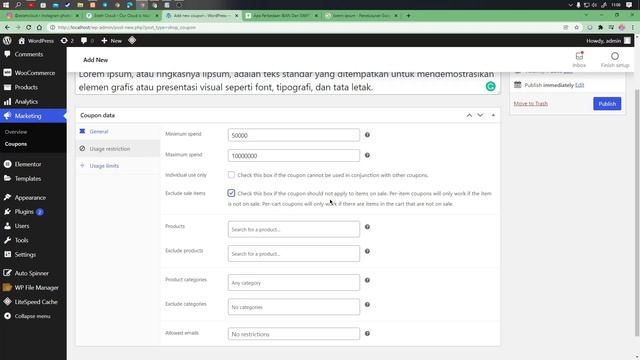 TUTORIAL CARA BUAT KUPON DI WOOCOMMERCE PADA WORDPRESS WEBSITE. смотреть онлайн