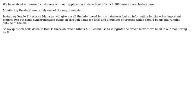 Is there an Oracle rdbms monitoring API? смотреть онлайн