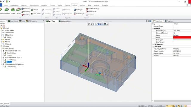 Урок 4, часть 2. Фрезерная 2.5D обработка. Создание траекторий и вывод УП. смотреть онлайн