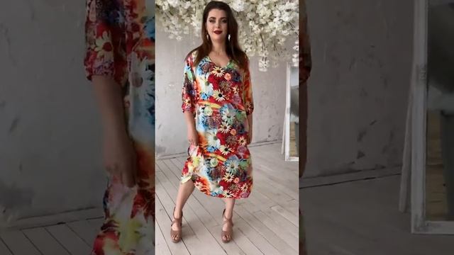 Платье из штапеля силуэта трапеция красное от Simili.shop смотреть онлайн