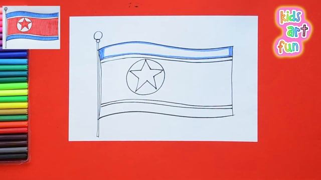 How to draw National Flag of North Korea смотреть онлайн